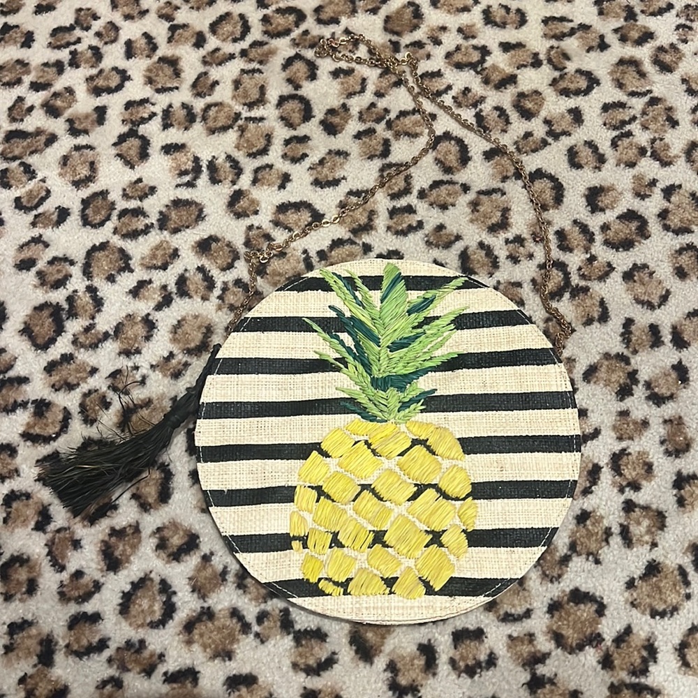 Raffia Circle Bag with Gold chain